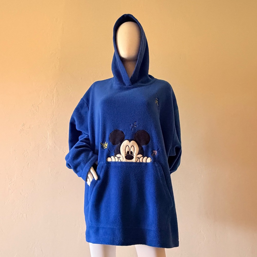 Vintage Women's Mickey Unlimited Disney Blue Fleece Hoodie Oversized  Size 2X